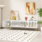 71-Inch Modern TV Stand for 70" TV with 3 Shelves, 2 Cabinets, Acrylic Door, Cable Management for Living Room