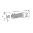 71-Inch Modern TV Stand for 70" TV with 3 Shelves, 2 Cabinets, Acrylic Door, Cable Management for Living Room