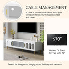 71-Inch Modern TV Stand for 70" TV with 3 Shelves, 2 Cabinets, Acrylic Door, Cable Management for Living Room