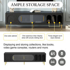 71-Inch Modern TV Stand for 70" TV with 3 Shelves, 2 Cabinets, Acrylic Door, Cable Management for Living Room