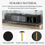 71-Inch Modern TV Stand for 70" TV with 3 Shelves, 2 Cabinets, Acrylic Door, Cable Management for Living Room