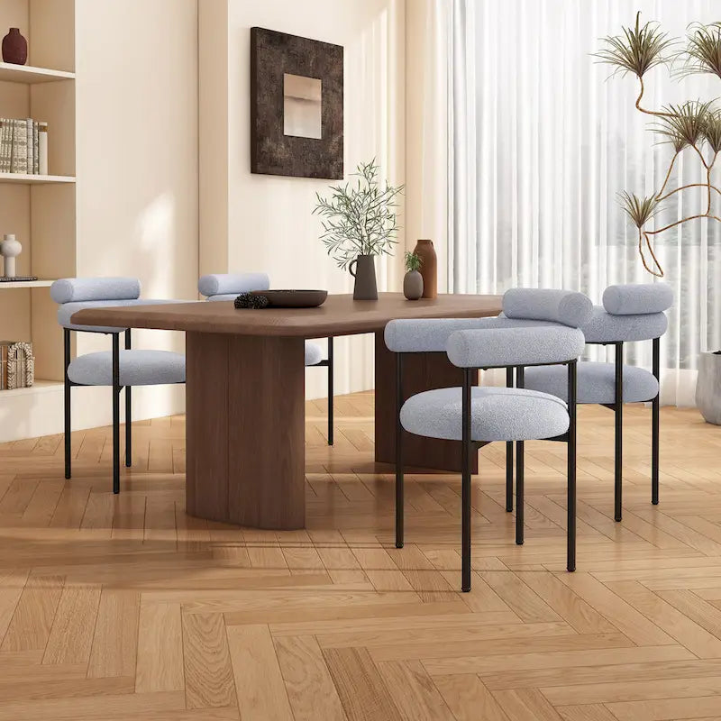 Modern Fabric Dining Chairs with Metal Legs - Set of 2/4, Upholstered Arm Chairs, 265 lbs Capacity