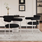 Modern Fabric Dining Chairs with Metal Legs - Set of 2/4, Upholstered Arm Chairs, 265 lbs Capacity