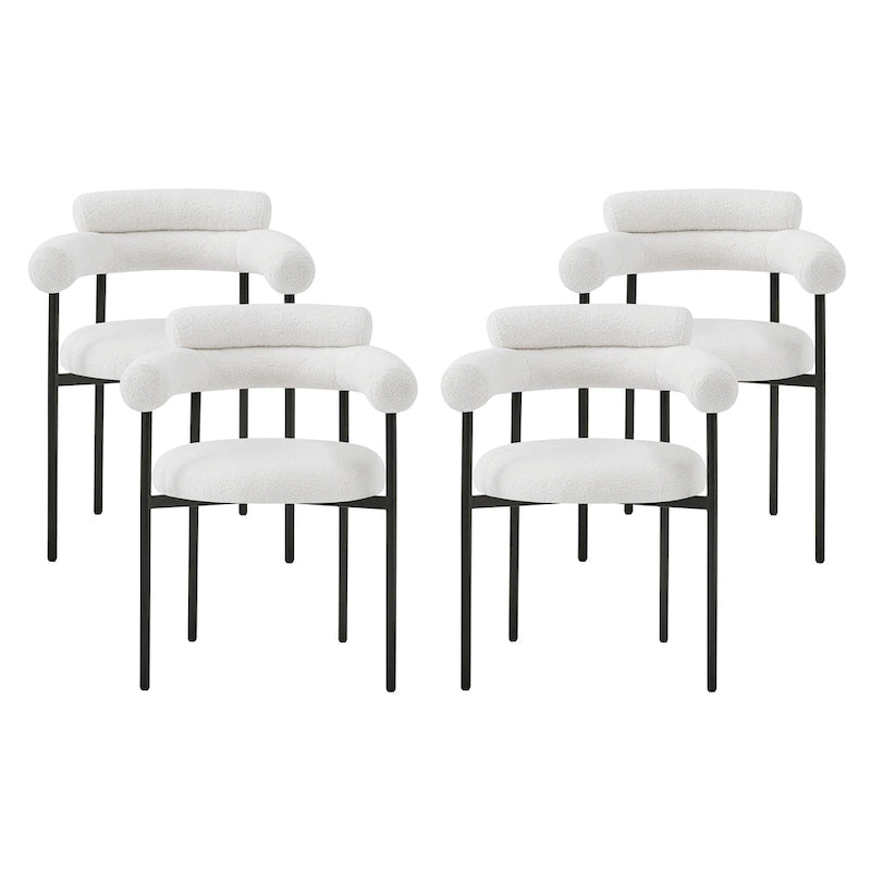 Modern Fabric Dining Chairs with Metal Legs - Set of 2/4, Upholstered Arm Chairs, 265 lbs Capacity